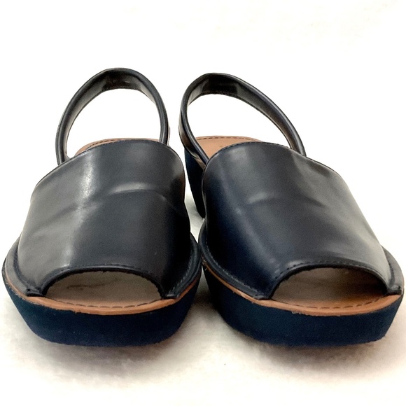 Navy Kenneth Cole REACTION Open Toe Comfort Slingback Platform Sandal sz 7 - Picture 6 of 13